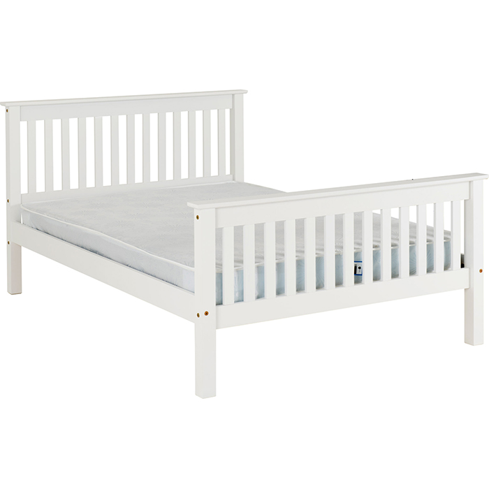 Monaco 4'6" Bed High Foot End White - Click Image to Close